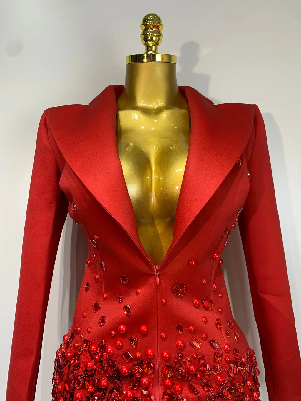 Luxury Rhinestone Deep V-Neck Slim Fit Red Suit Dress New Fashion Celebirty Elegant Evening Club Party Dresses