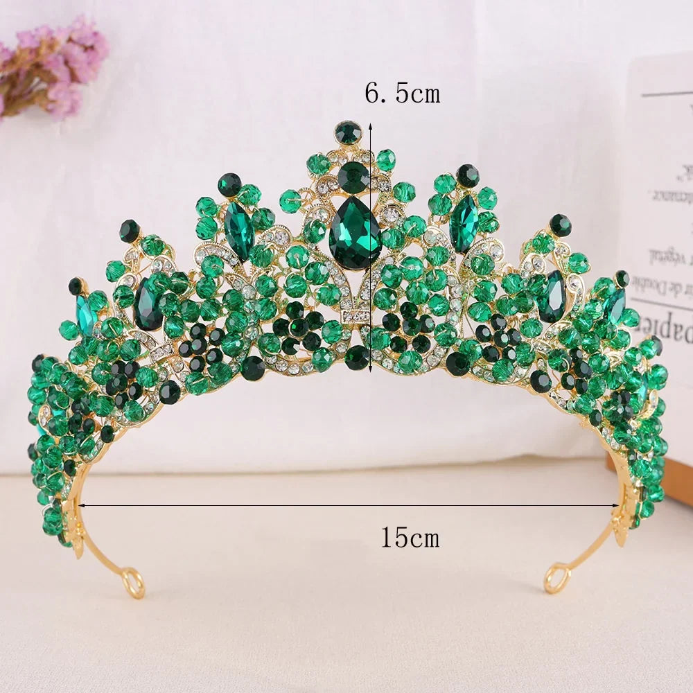 Baroque Wedding Crowns For Bride Crystal Princess Queen Bridal Tiara Crown For 15 Years Women Pageant Diadem Wedding Headdress