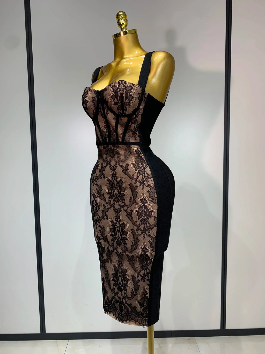 Sexy Black Lace Bodycon Bandage Dress  Arrivals Women Luxury Vintage Elegant Evening Party Dress Birthday Club Vestido