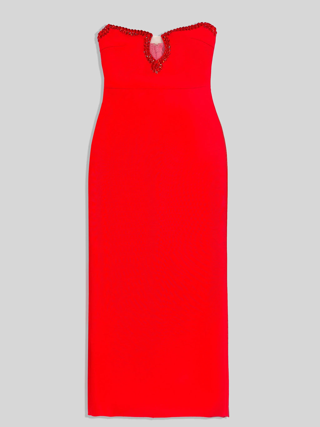 Red Color Women Sexy Strapless Shinning Crystal Bodycon Long Bandage Dress Wedding Mermaid Celebrate Evening Party Outfit
