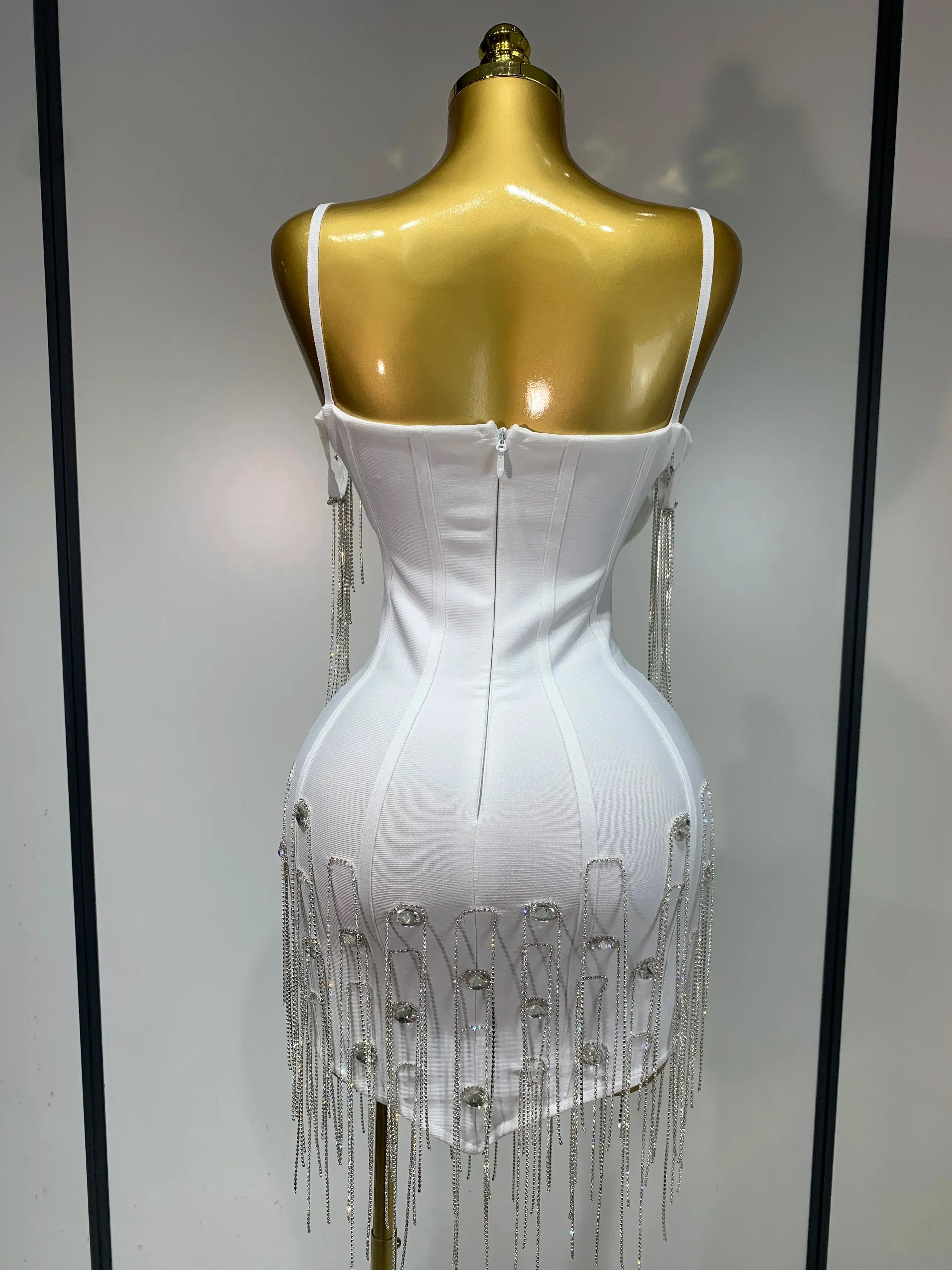 Women Sexy Backless Spaghetti Strap Bodycon Sleeveless Bandage Dress  Elegant Prom Gown Club Evening Party Birthday Dresses