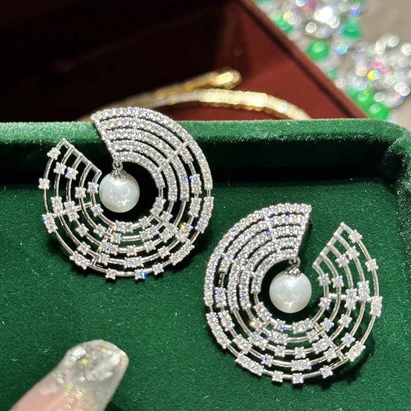 High Quality Pearl Zircon Bridal Earrings CZ Cubic Zirconia Wedding Earring Brides Women Accessories Birthday Gifts Jewelry a