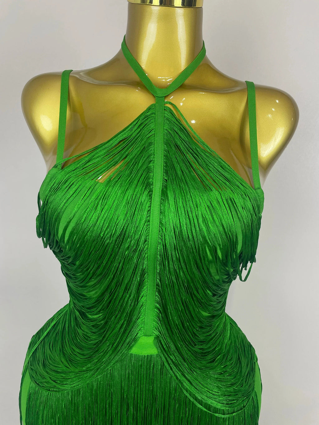 Sexy Backless Green Tassel Ankle Bodycon Bandage Dress  Women Celebrity Elegant Evening Club Luxury Birthday Party Outfit