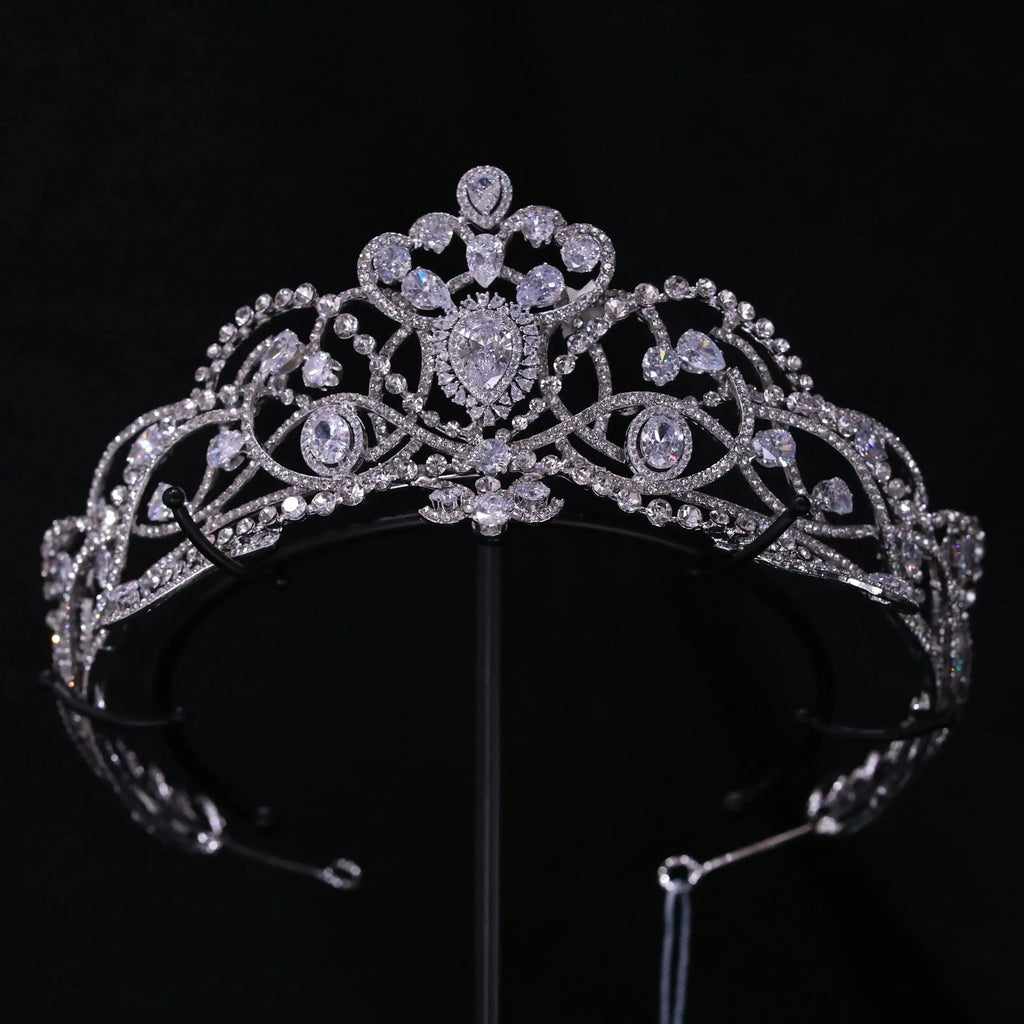 Bridal Hair Jewelry Crystal Zirconia Tiaras Crowns Zircon Rhinestones Headband Brides Pageant Prom Headpiece Wedding Accessories a