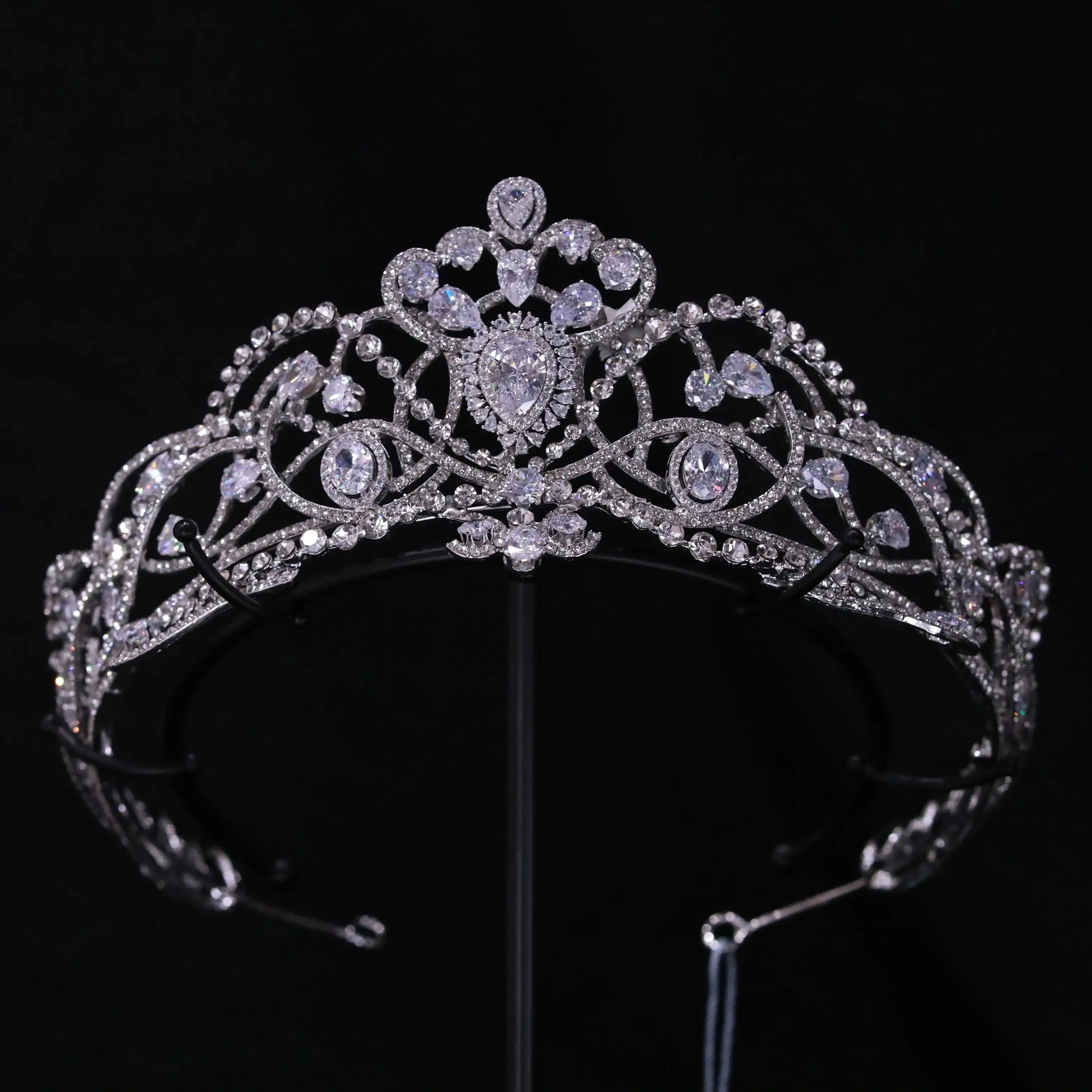 Bridal Hair Jewelry Crystal Zirconia Tiaras Crowns Zircon Rhinestones Headband Brides Pageant Prom Headpiece Wedding Accessories a