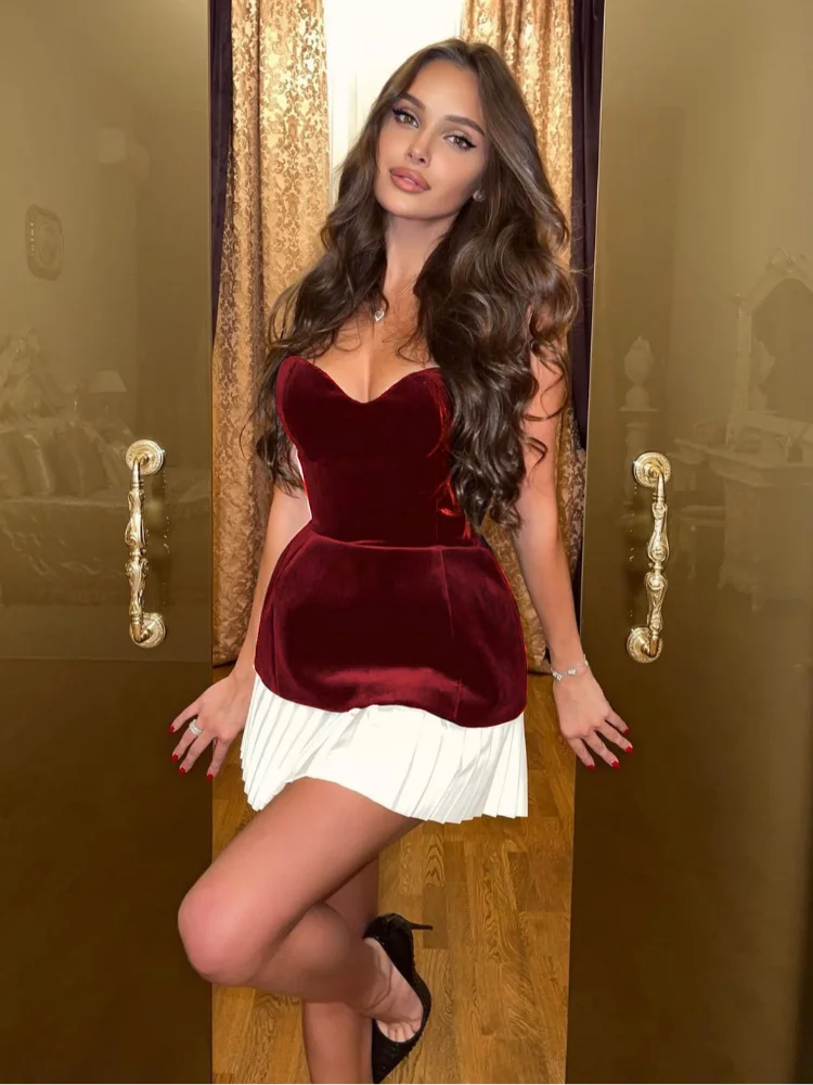 Zara Strapless Velvet Backless Mini Dress