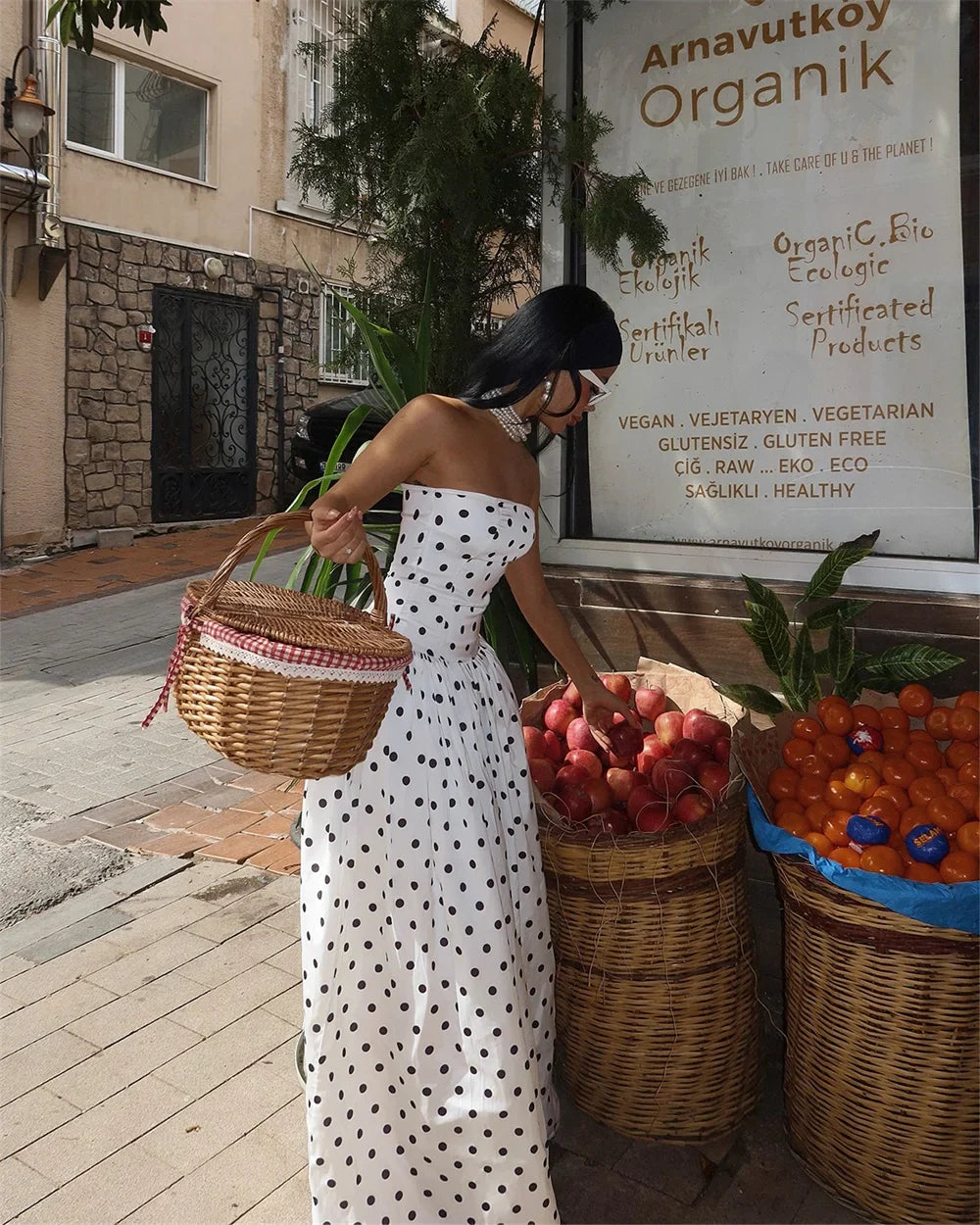 Polka Dot Strapless Aline Party Dress