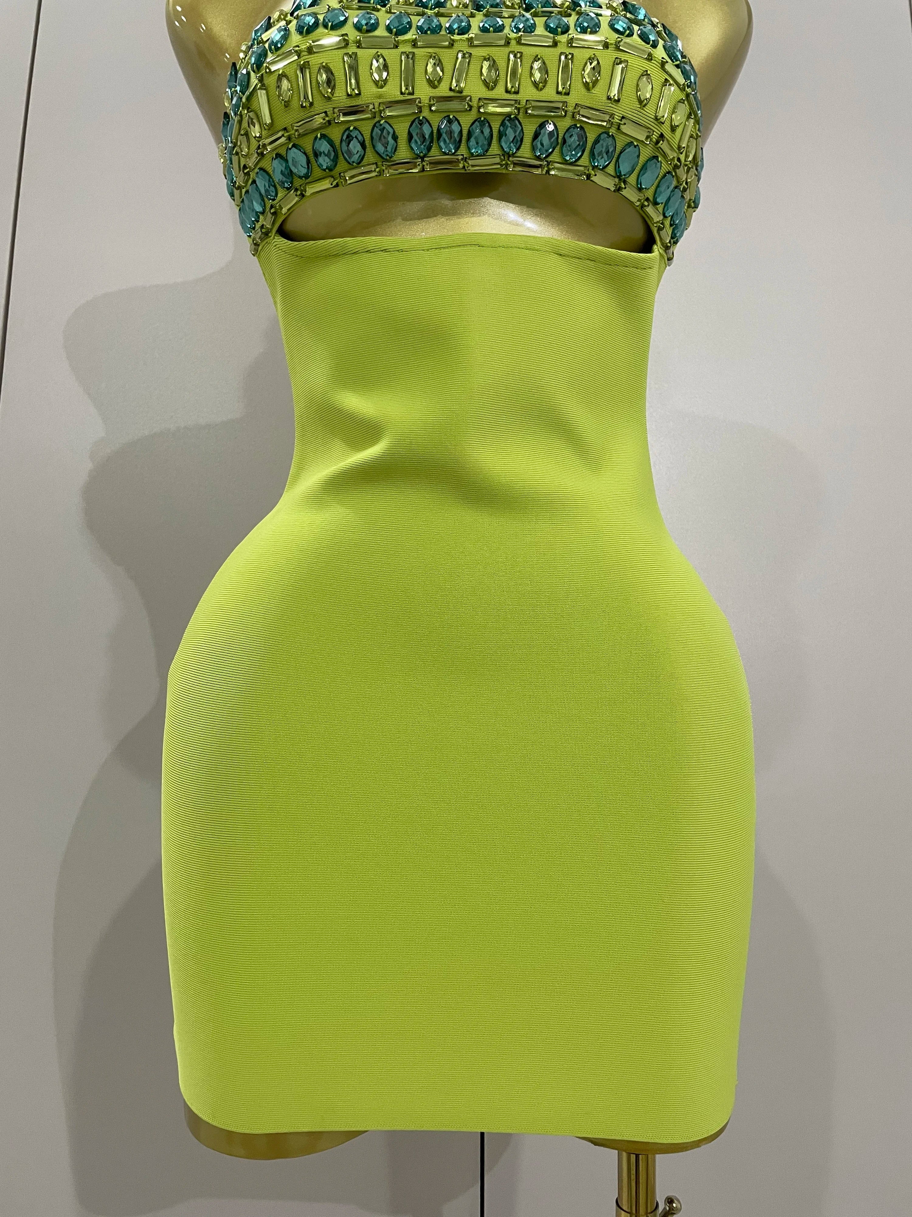 Luxury Sexy Strapless Sparkly Diamond Cut Out Bodycon Bandage Dress Women Celebrity Elegant Evening Party Birthday Outfit