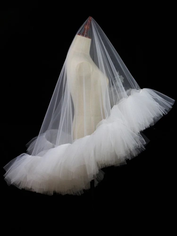 Luxury Lace Wedding Veils White Bridal Veil For Evening Party Dress Women Girl Hair Accessories Brides Jewelry a