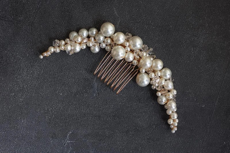 Pearl Beads Hair Comb Pin Clip For Brides Party Dinner Dress Long Hairpins Head Piece Wedding Accessories Bridal Hair Jewelry gold color b