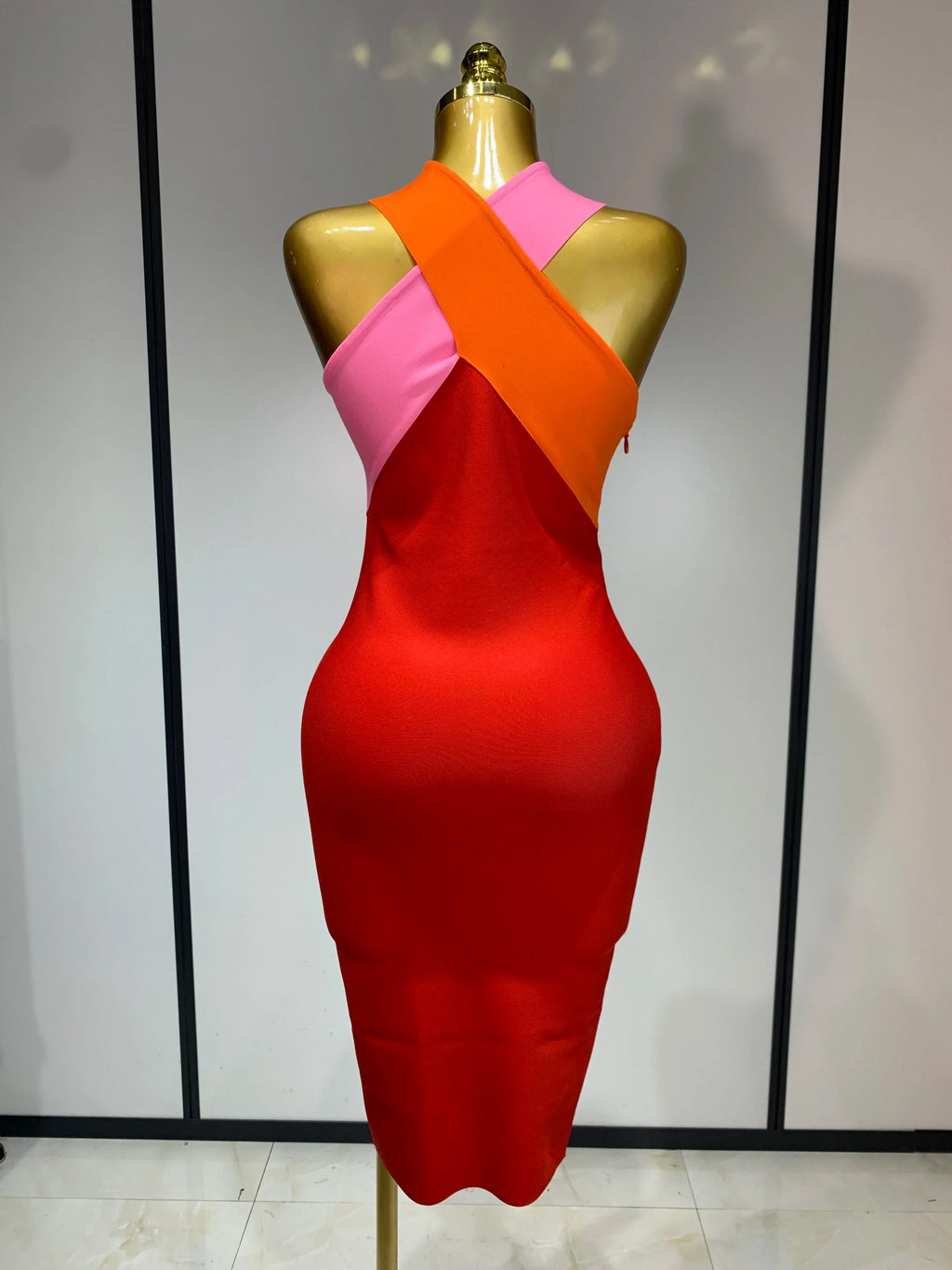 Women Sexy Backless Patchwork Bodycon Bandage Dress Celebirty Elegant Evening Party Carnival Luxury Birthday Dresses