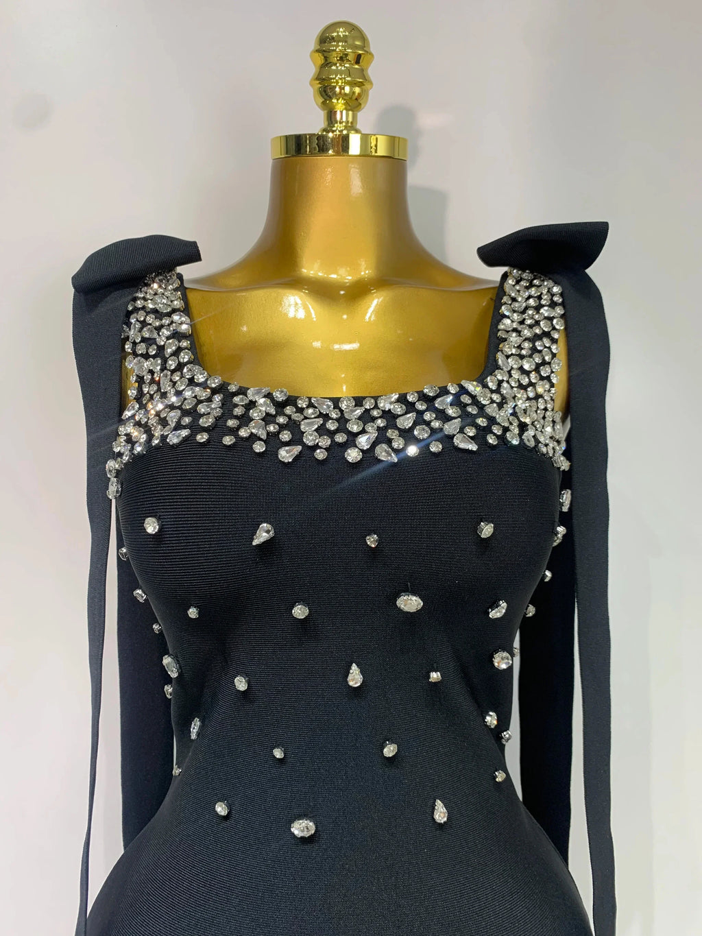 Women Celebrity Sexy Sparly Diamonds Black Mini Bodycon Bandage Dress  Elegant Evening Party Luxury Birthday Dresses