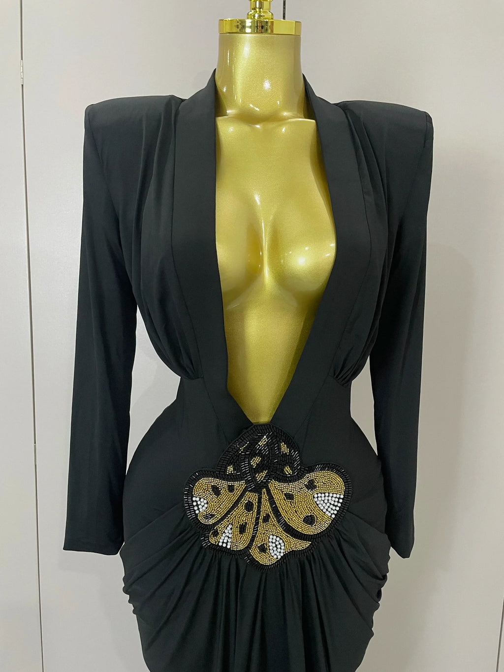 Sexy Deep V-Neck  Long Sleeve Bodycon Long Dress  Women Spring Elegant Evening Party Celebrate Cocktail Outfit Vestido