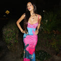 Spaghetti Strap Printed Sleeveless Backless Slip Dress