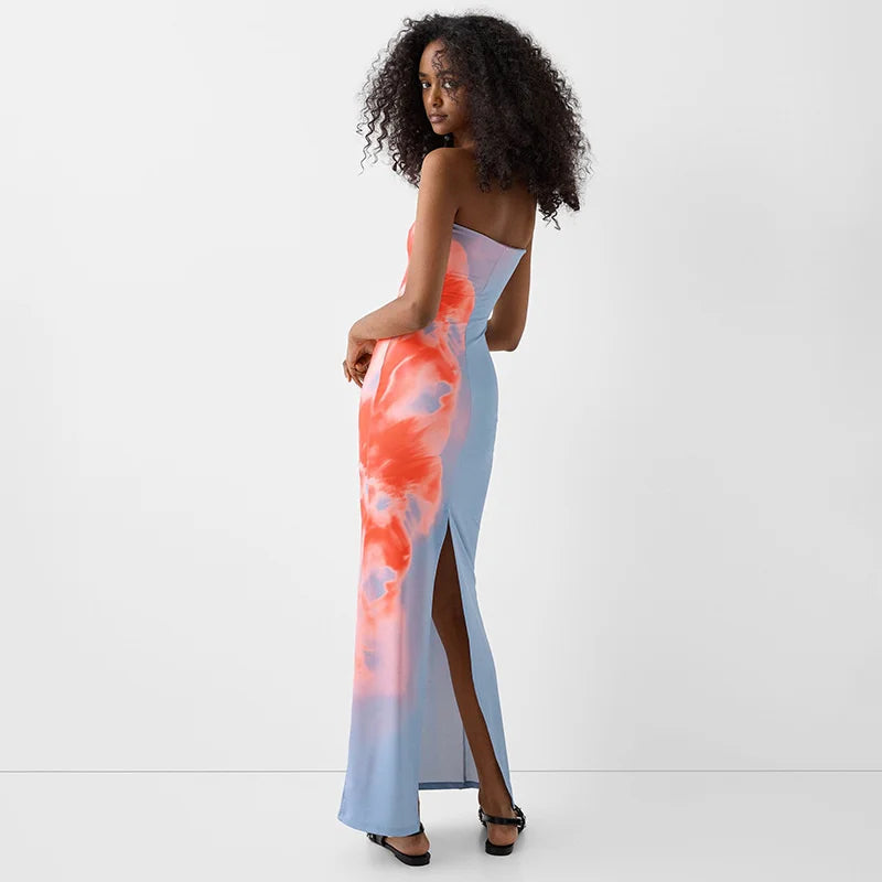 Strapless Stretch Beach Floral Dress