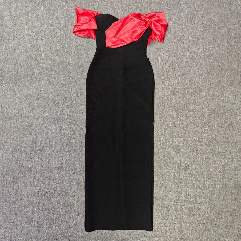 Women Sexy Strapless Off the Shoulder Bodycon Long Bandage Dress Celebrate Nightclub Party Birthday Outfit Red