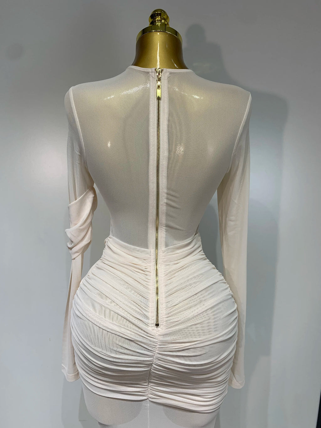 Elegant Mesh Fold Long Sleeve Bodycon Dress Women  Evening Party Club Sexy Perspective Fashion Luxury Birthday Dresses
