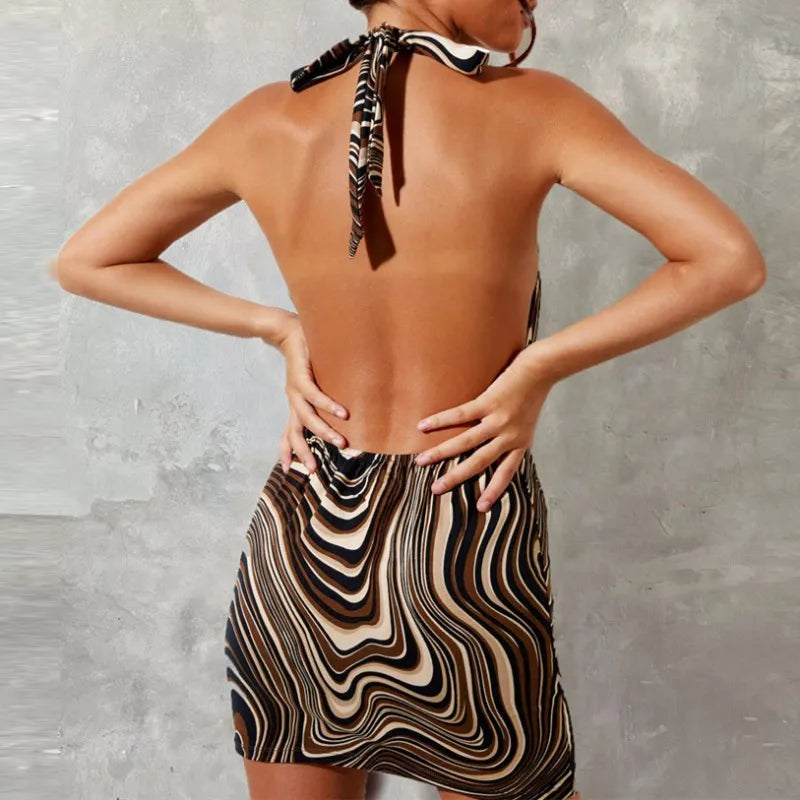 Plaid Halter Slim Fit Summer Mini Dress