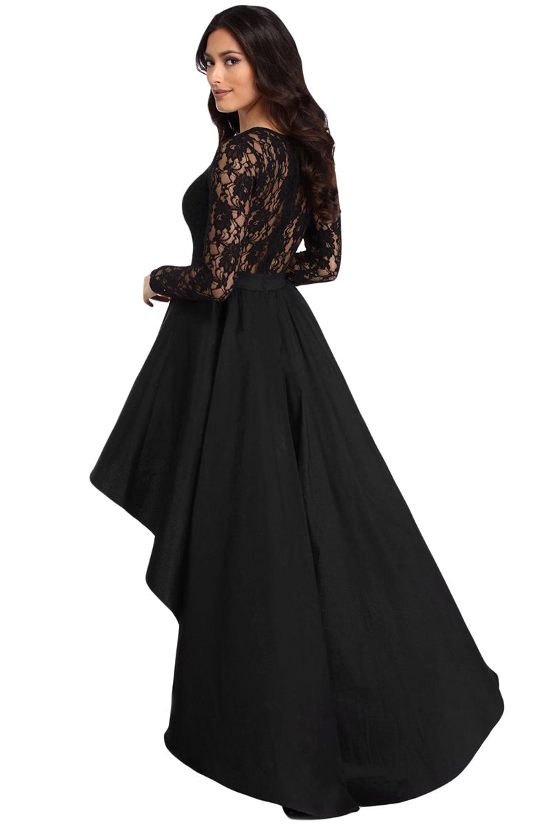 Sexy Lace Panel High Low Graduation Dress