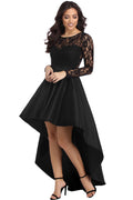 Sexy Lace Panel High Low Graduation Dress - Mislish