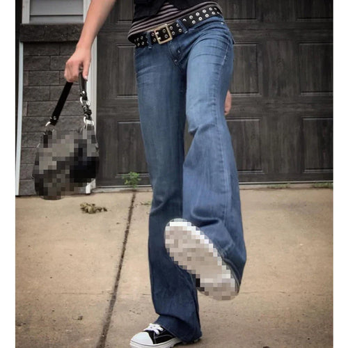 2024 Blue Bell Bottom Bootcut Fashion Streetwear Jeans