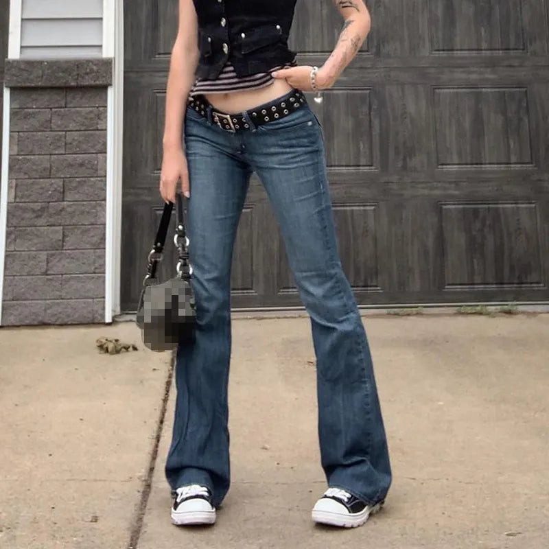 2024 Blue Bell Bottom Bootcut Fashion Streetwear Jeans