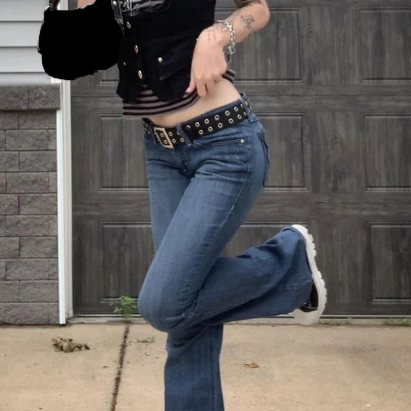 2024 Blue Bell Bottom Bootcut Fashion Streetwear Jeans