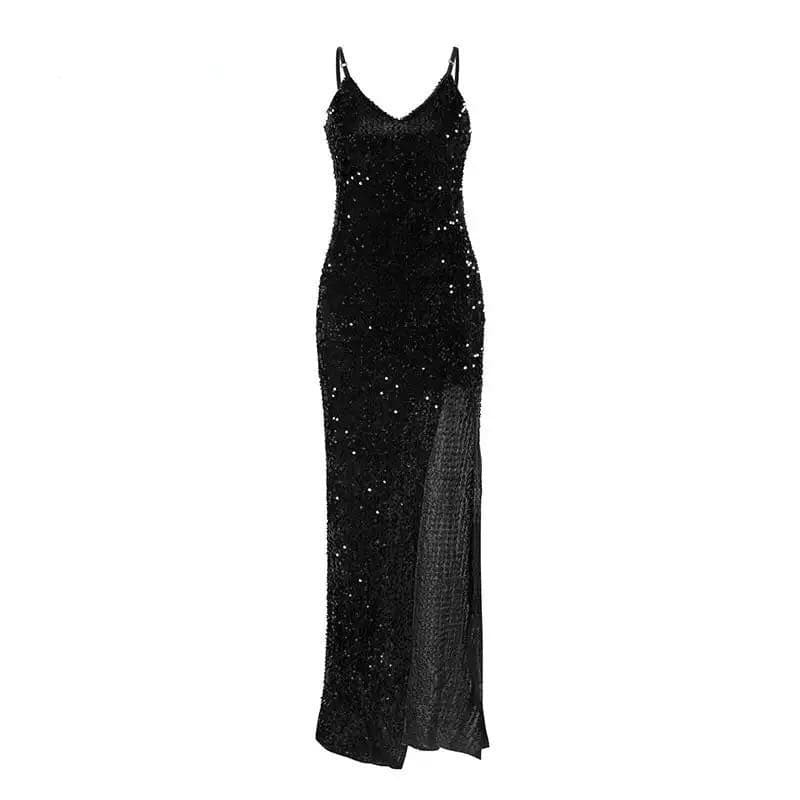 Vneck Sequined Long Dress