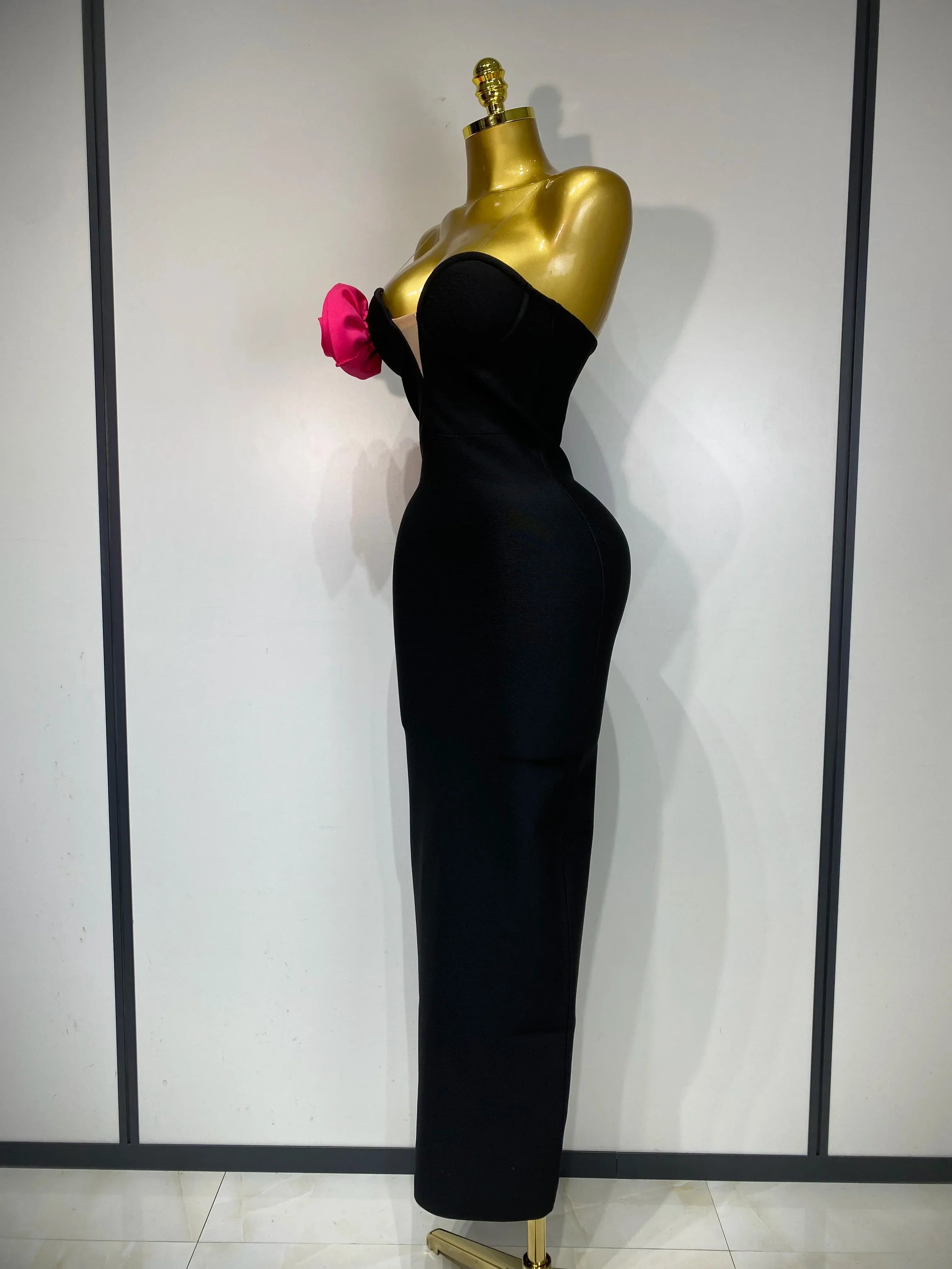Women Sexy Strapless Backless Flower Patchwork Maxi Long Bandage Dress  Elegant Evening Club Luxury Birthday Party Dresses