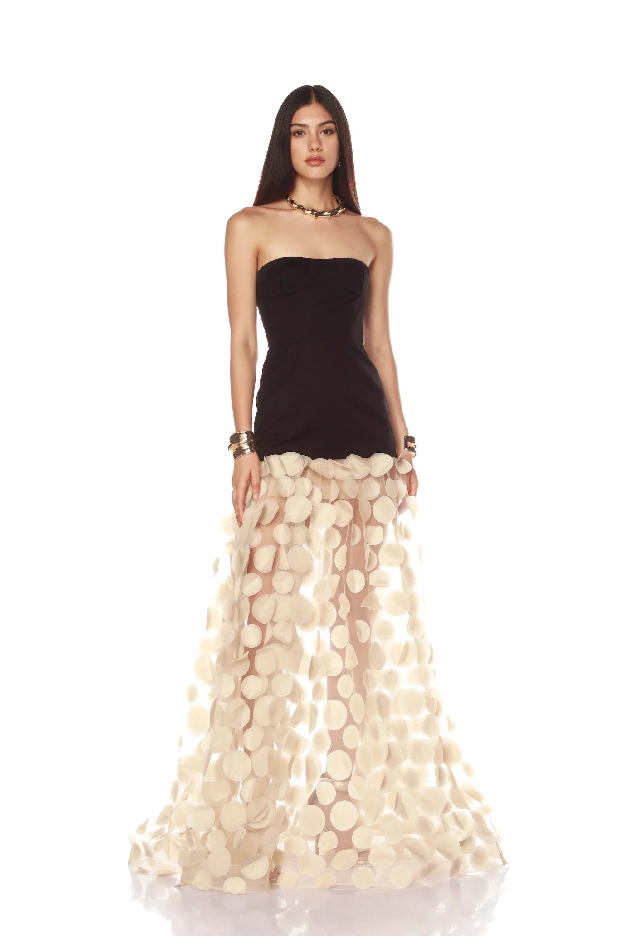 Black White Beige Women Sexy Strapless Off the Shoulder Mesh Long Dress High Street Celebrate Evening Party Birthday Outfit Khaki
