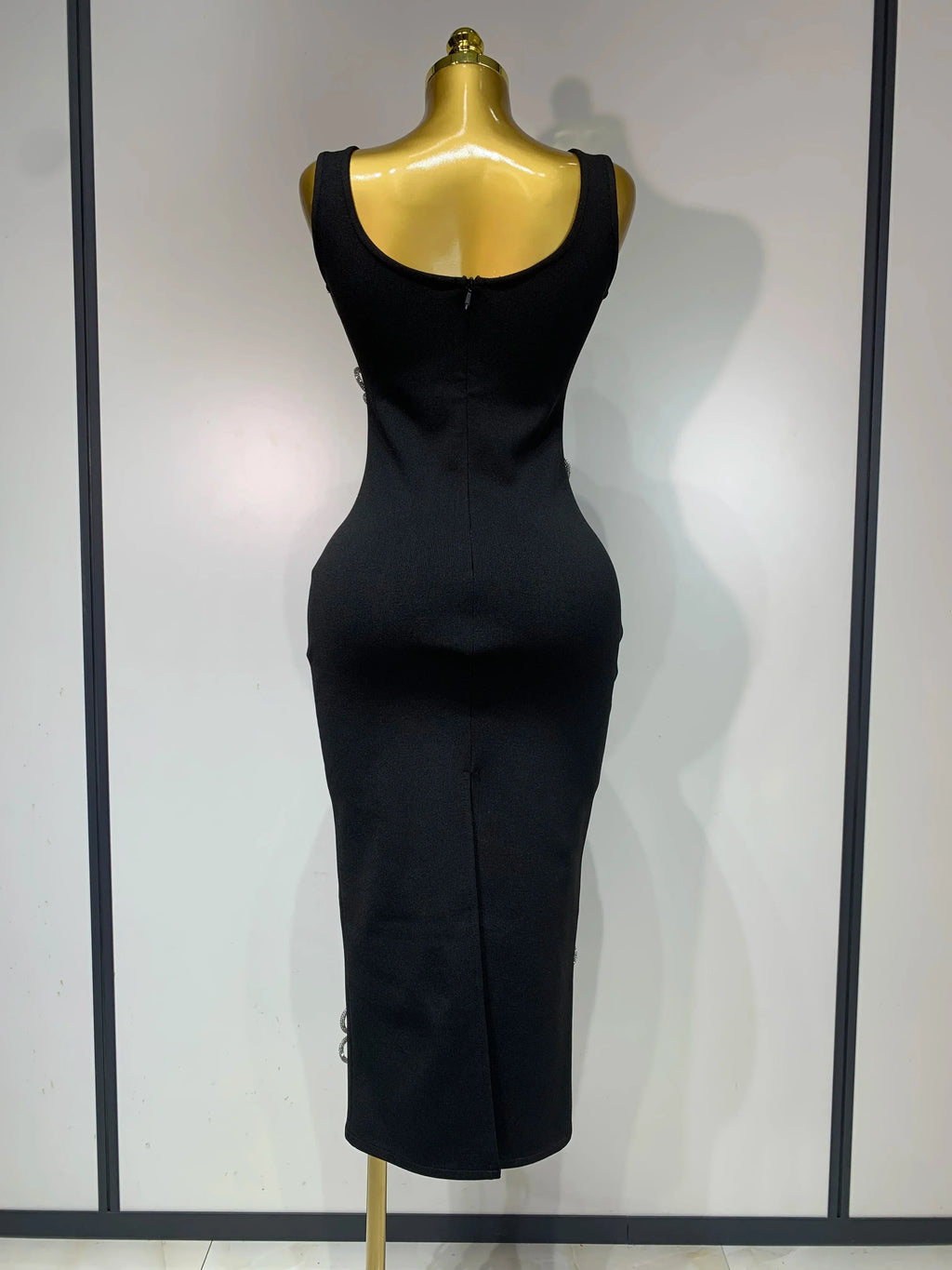 Women Celebrity Sexy Diamonds Flower Black Long Bodycon Bandage Dress  Elegant Evening Club Party Luxury Birthday Dresses
