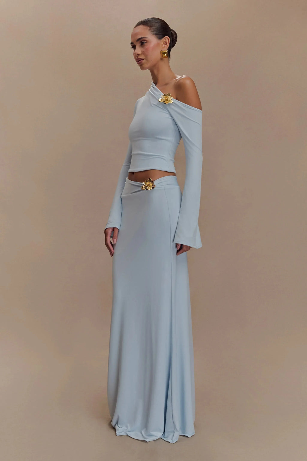 Red Skyblue Women Long Sleeve Sexy 2 Pieces Thin Bodycon Long Dress Celebrate Nightclub Party Fashion Birthday Outfit