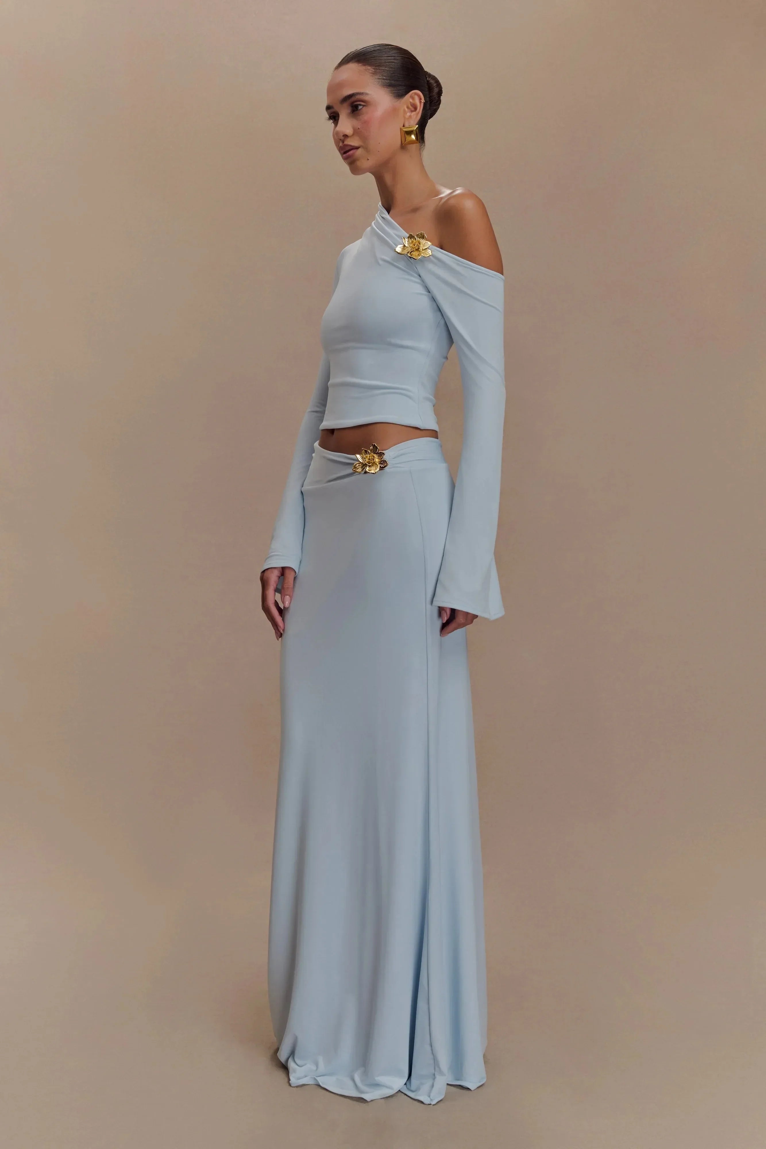 Red Skyblue Women Long Sleeve Sexy 2 Pieces Thin Bodycon Long Dress Celebrate Nightclub Party Fashion Birthday Outfit