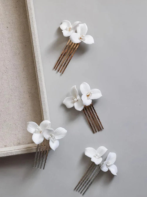 Bridal Jewelry Porcelain Flower Hair Comb Clip Pin Women Girl Head Piece For Bride Bridesmaids Hairpin Wedding Accessories