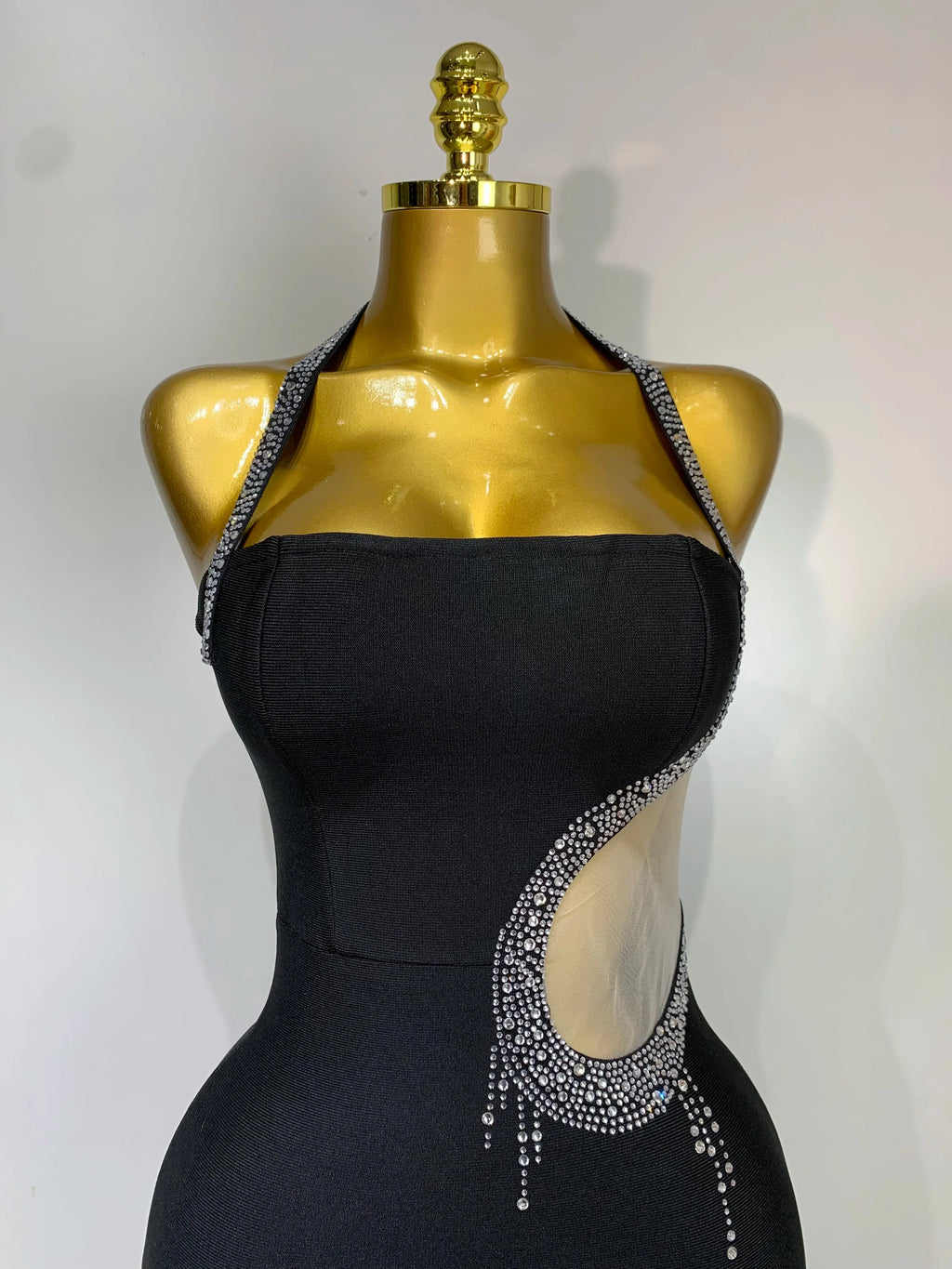 Women Sexy Rhinestone Halter Long Bandage Bodycon Dress  Celebrity Elegant Evening Party Luxury Birthday Wedding Dresses