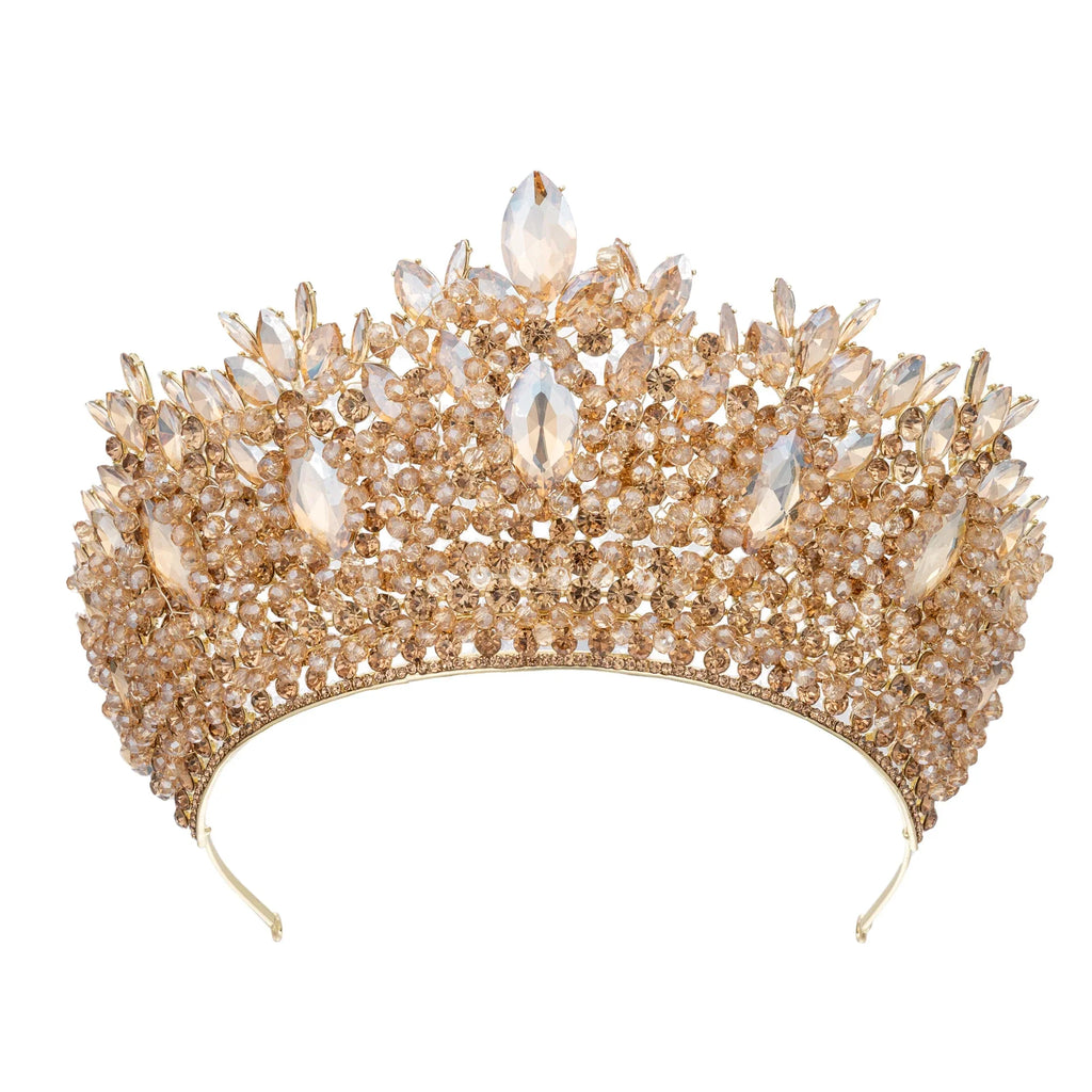 Baroque Wedding Crowns For Pageant Miss Universe Big Crystal Bridal Tiara Crown For Wedding Bride Diadem Hair Jewelry Headdress Blue Zinc Plated