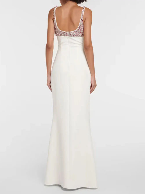 2024 Elegant Women's Diamond Design Bandage Dress Spaghetti Strap Sleeveless Bodycon Long Dress Cocktail Evening Party Vestidos