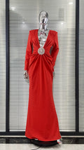 Black Red White Women Long Sleeve Sexy Deep V-Neck Bodycon Long Dress Elegant Evening Party Celebrate Birthday Outfit Vestido Red