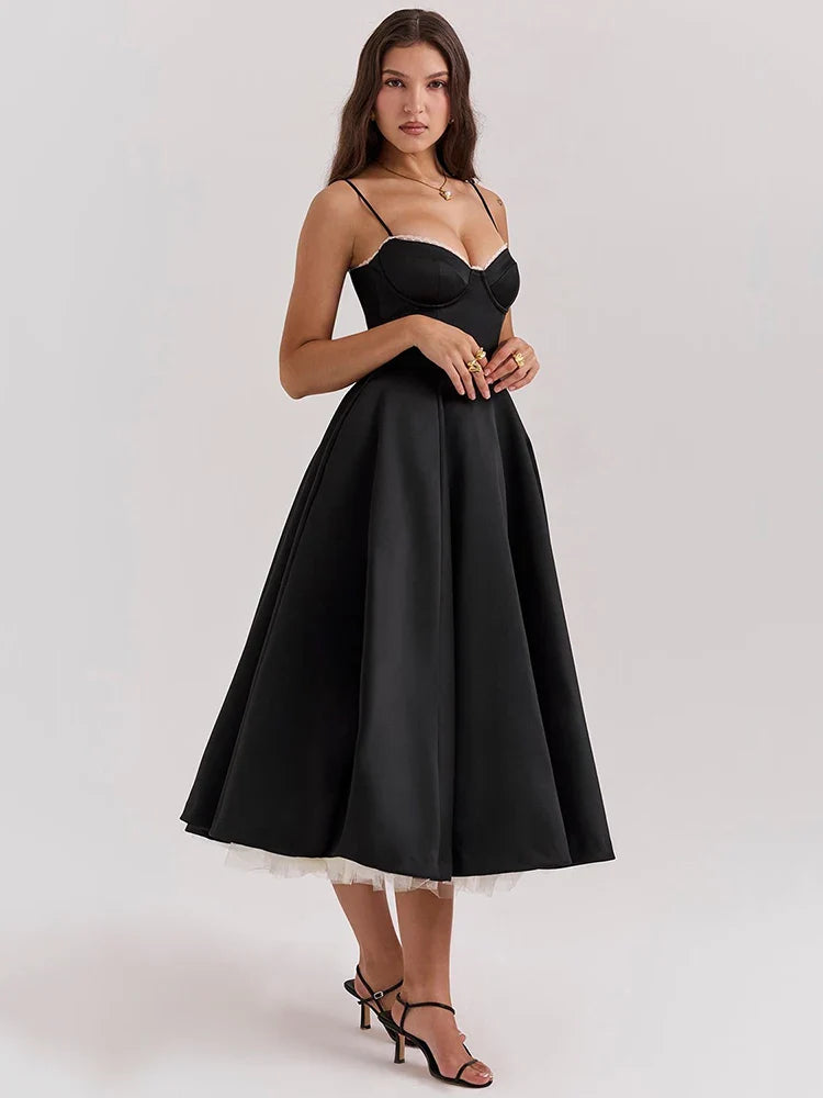 Aline Backless Spaghetti Strap Midi Dress
