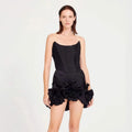 Women Sexy Strapless Bodycon Mini Bandage Dress Florals Celebrate Girls' Birthday Party Nightclub Outfit black