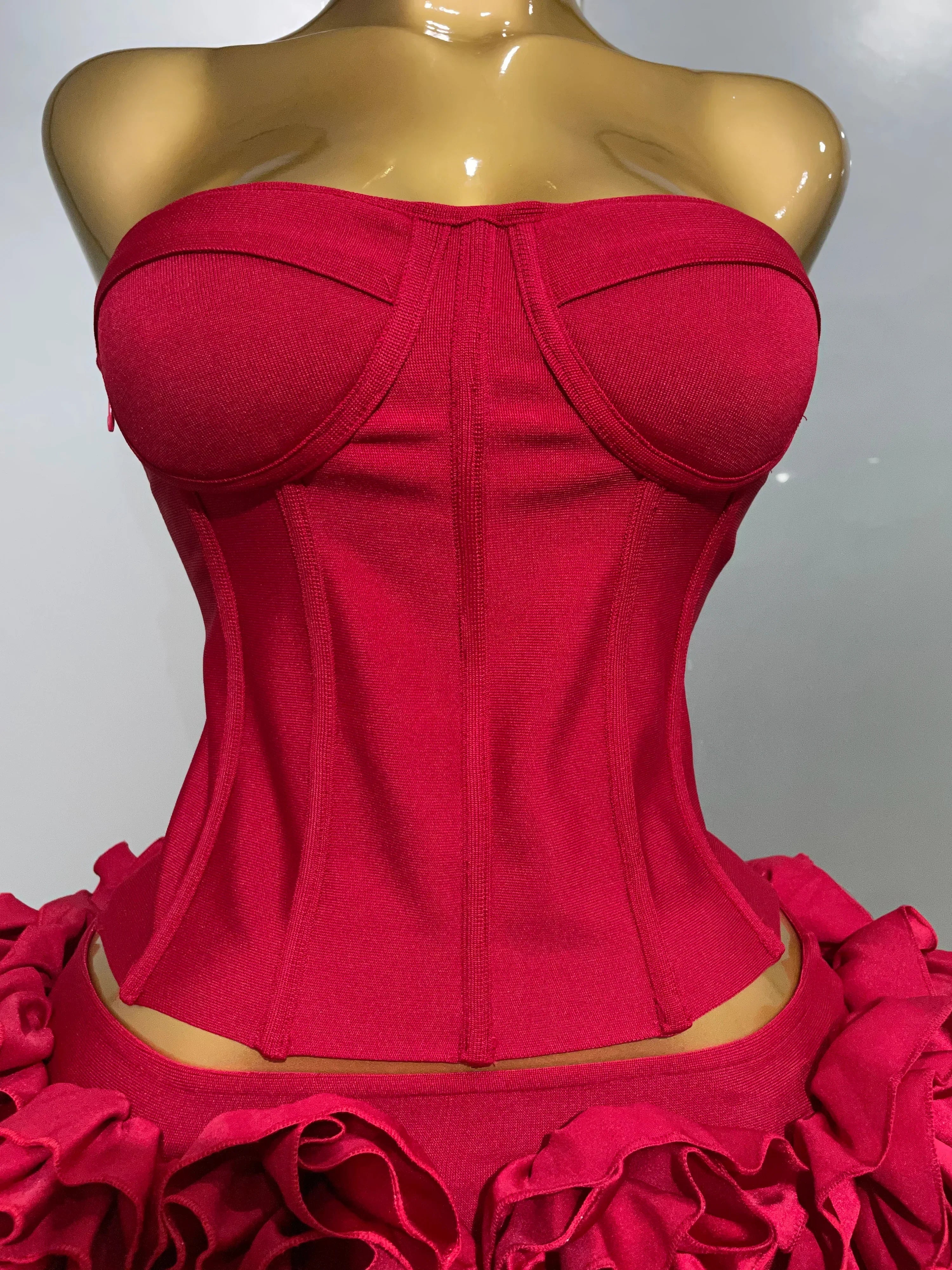 Women Sexy Strapless Prom Gown Fashion Celebrity Club Party Skirt Set Birthday Cocktail Outfit Birthday Party Bandage Dress