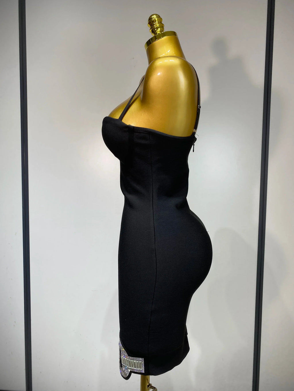 Women Fashion Sexy Backless Halter Black Midi Bodycon Bandage Dress  Elegant Evening Club Luxury Birthday Party Dresses