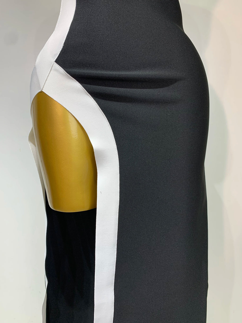 Women Sexy One Shoulder Split Black White Patchwork Bandage Bodycon Dress Celebrity Elegant Evening Party Birthday Outfit