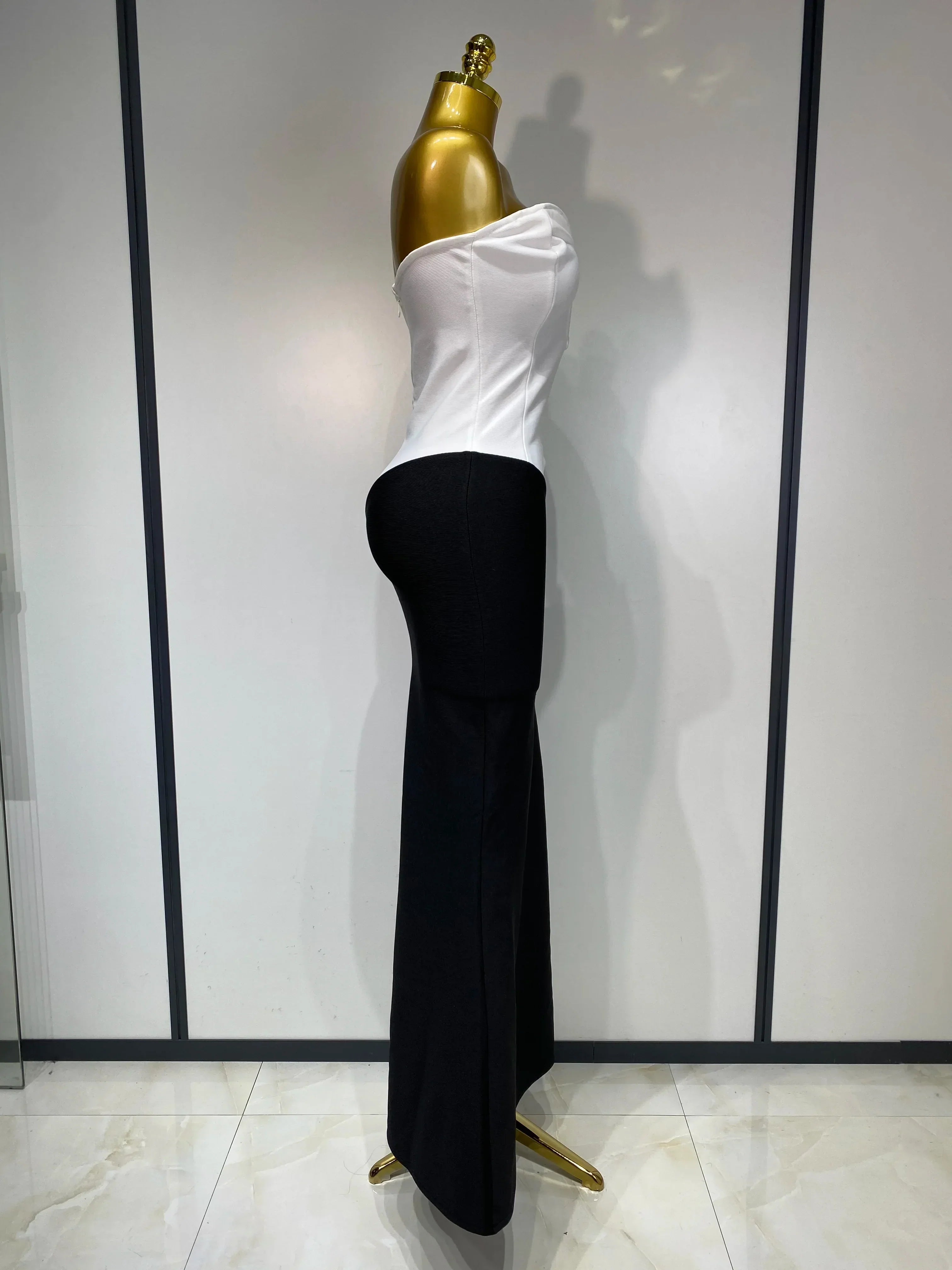 Sexy Bodycon Bandage Dress Strapless Diamond Flower Maxi Long Elegant Dresses  Luxury Birthday Dress Club Party Prom Gowns