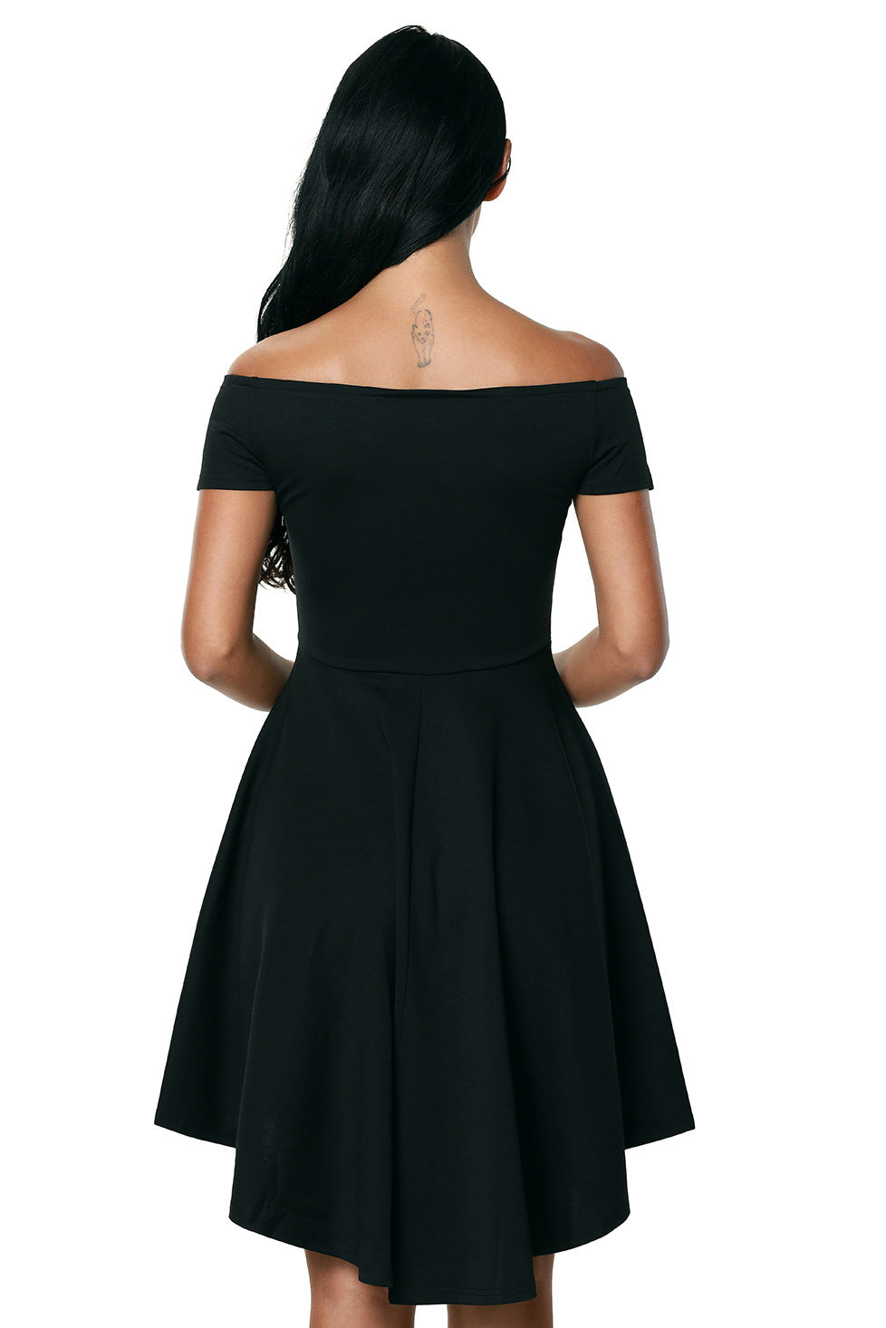 Solid Off-the-shoulder High Low Frilled Dress