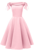 Solid Off-the-shoulder Knotted Prom Dress