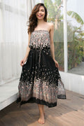 Strapless Open Back Slit Tie Front Floral Dress - Mislish