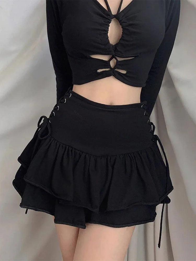 Dark Gothic Punk Egirl High Waist Mini Skirt