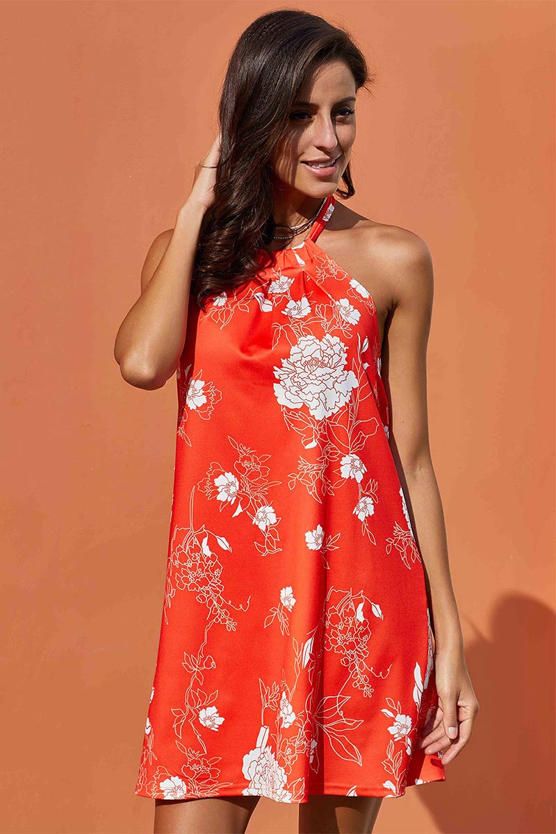 Summer Halter Shoulder-bare Printed Mini Dress - Mislish