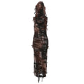 Tassel Vintage Gothic Hooded Midi Dress Fairy Grunge Y2K High Split Sleeveless Tie Dye Dress